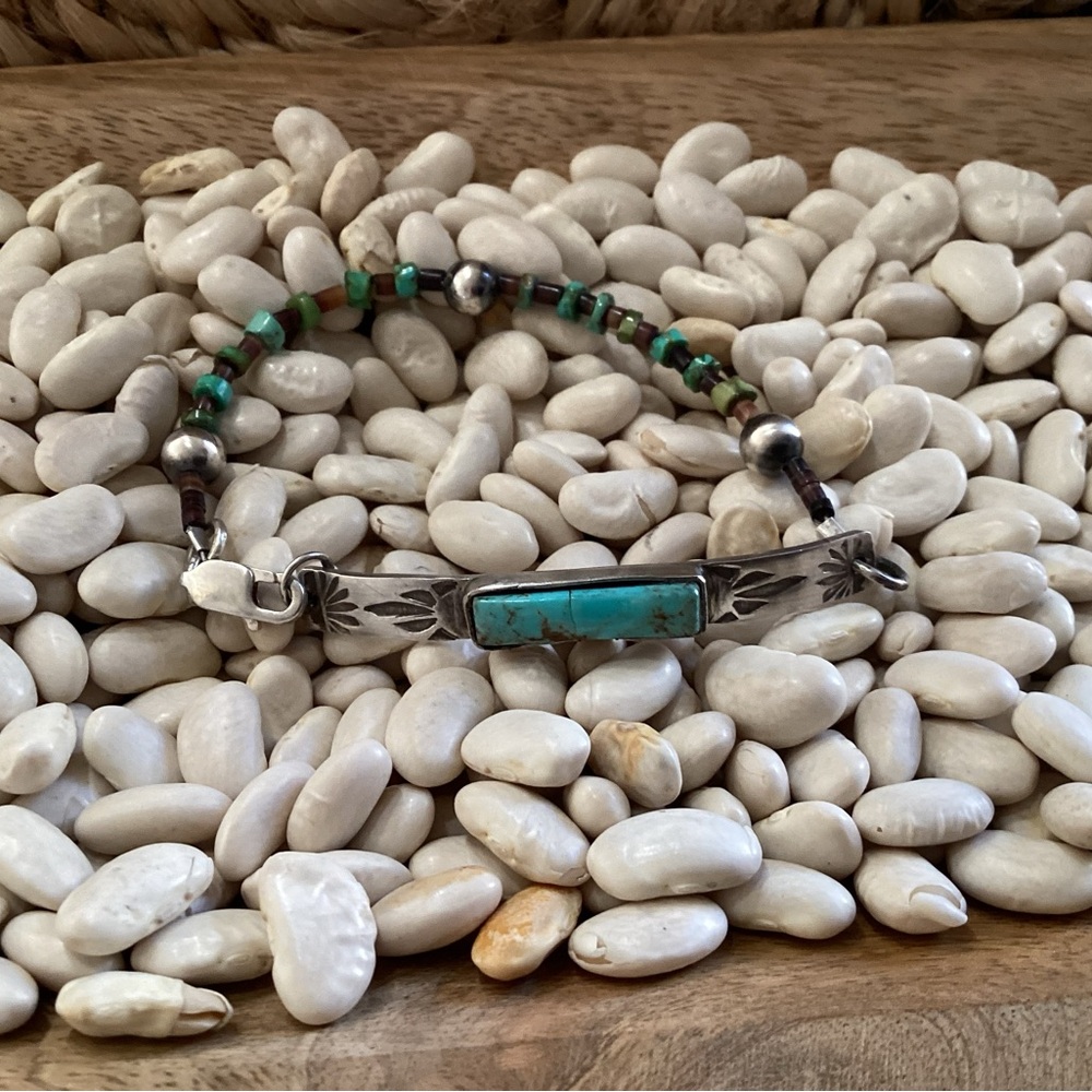 Turquoise and Sterling Silver Beaded Bracelet